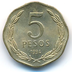 Chile, 5 pesos, 1994