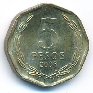 Чили, 5 песо (2008 г.)