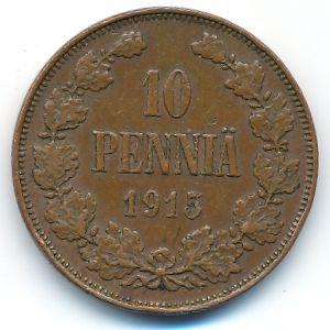 Finland, 10 pennia, 1915