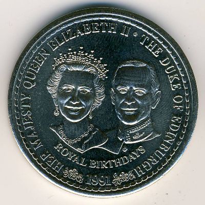 Turks and Caicos Islands, 1 crown, 1991