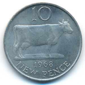 Гернси, 10 новых пенсов (1968 г.)
