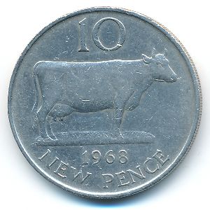 Гернси, 10 новых пенсов (1968 г.)