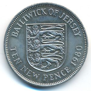 Джерси, 10 новых пенсов (1980 г.)