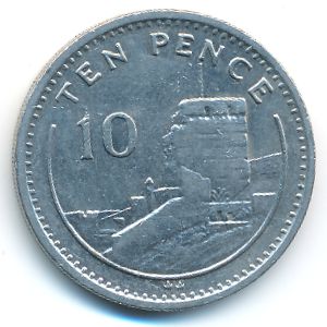Гибралтар, 10 пенсов (1988 г.)