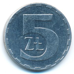 Poland, 5 zlotych, 1990