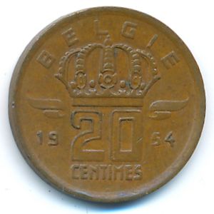Бельгия, 20 сентим (1954 г.)