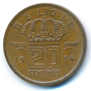 Бельгия, 20 сентим (1954 г.)