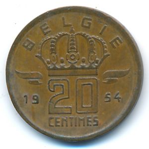 Бельгия, 20 сентим (1954 г.)
