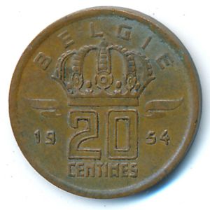 Бельгия, 20 сентим (1954 г.)