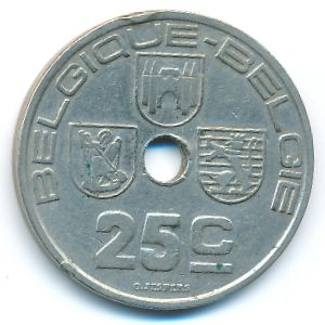 Belgium, 25 centimes, 1938