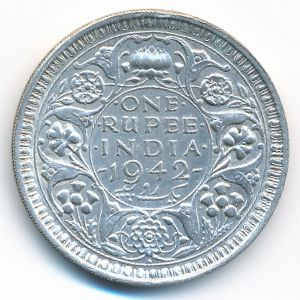 Британская Индия, 1 рупия (1942 г.)