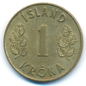 Iceland, 1 krona, 1965