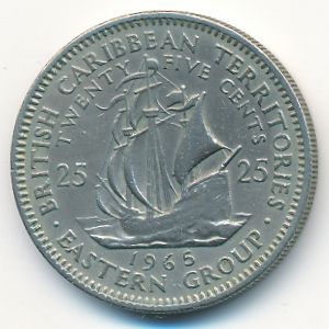 Восточные Карибы, 25 центов (1965 г.)