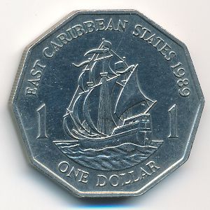 Восточные Карибы, 1 доллар (1989 г.)