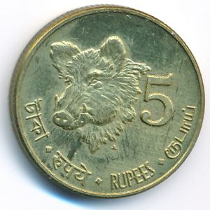 Андаманские и Никобарские острова., 5 рупий (2011 г.)