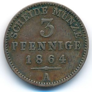 Рейсс-Обергрейз, 3 пфеннига (1864 г.)