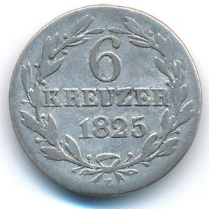Нассау, 6 крейцеров (1825 г.)