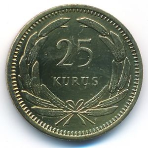 Turkey, 25 kurus, 1956