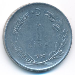 Turkey, 1 lira, 1960