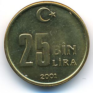 Turkey, 25000 lira, 2001