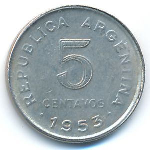 Argentina, 5 centavos, 1953