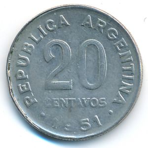 Аргентина, 20 сентаво (1951 г.)