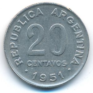 Аргентина, 20 сентаво (1951 г.)