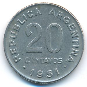 Аргентина, 20 сентаво (1951 г.)