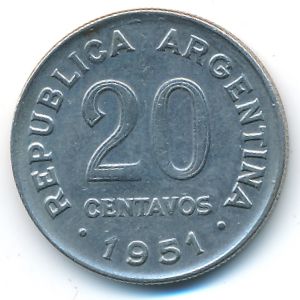 Аргентина, 20 сентаво (1951 г.)