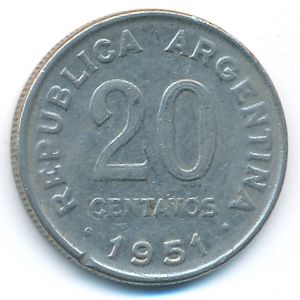 Аргентина, 20 сентаво (1951 г.)