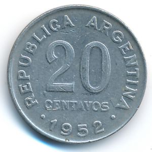 Аргентина, 20 сентаво (1952 г.)