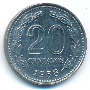 Аргентина, 20 сентаво (1958 г.)