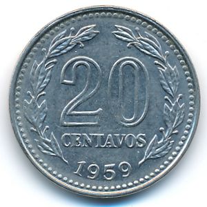 Аргентина, 20 сентаво (1959 г.)