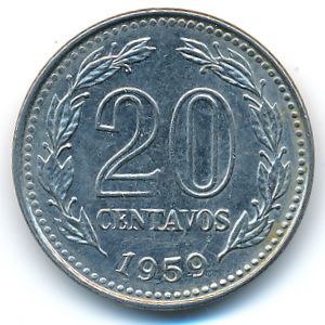 Аргентина, 20 сентаво (1959 г.)