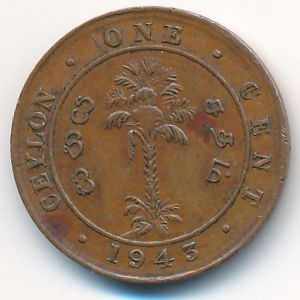 Ceylon, 1 cent, 1943