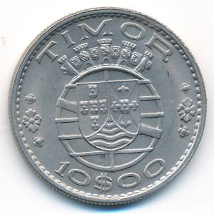 Timor, 10 escudos, 1970