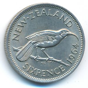 Новая Зеландия, 6 пенсов (1964 г.)