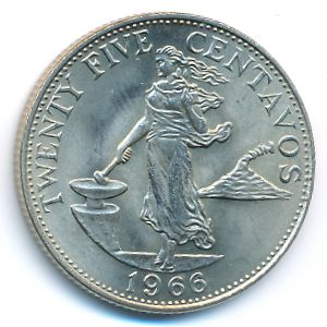 Philippines, 25 centavos, 1966