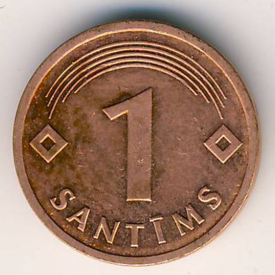 Latvia, 1 santims, 1992–2009