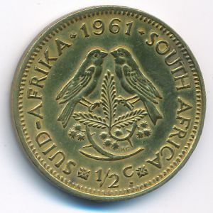 South Africa, 1/2 cent, 1961