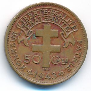 French Equatorial Africa, 50 centimes, 1943