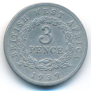 British West Africa, 3 pence, 1939