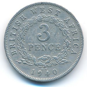 British West Africa, 3 pence, 1940
