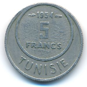 Тунис, 5 франков (1954 г.)