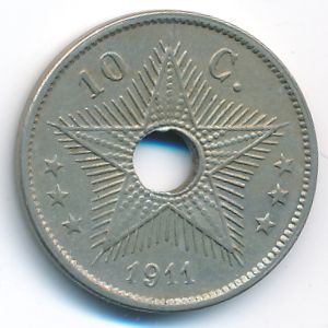 Belgian Congo, 10 centimes, 1911