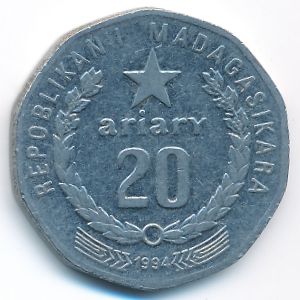 Madagascar, 20 ariary, 1994