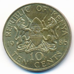 Кения, 10 центов (1986 г.)