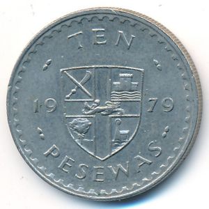 Ghana, 10 pesewas, 1979