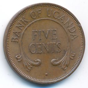 Uganda, 5 cents, 1966