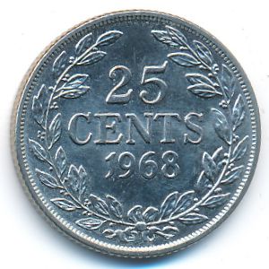 Либерия, 25 центов (1968 г.)